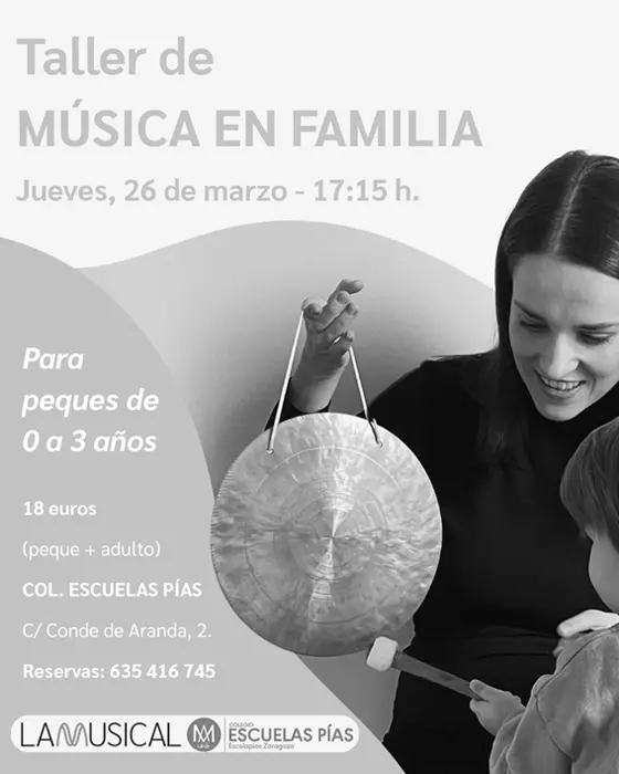 Cartel del taller de música en familia del 26 de marzo de 2026
