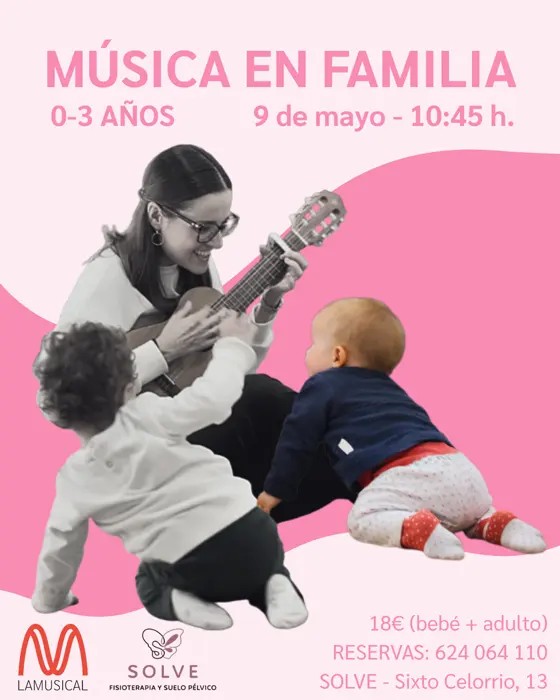 Cartel del taller de música en familia del 9 de mayo de 2026