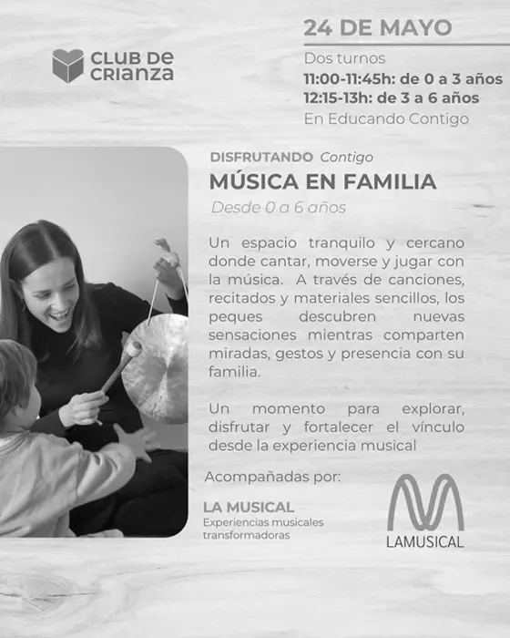 Cartel del taller de música en familia del 24 de mayo de 2026